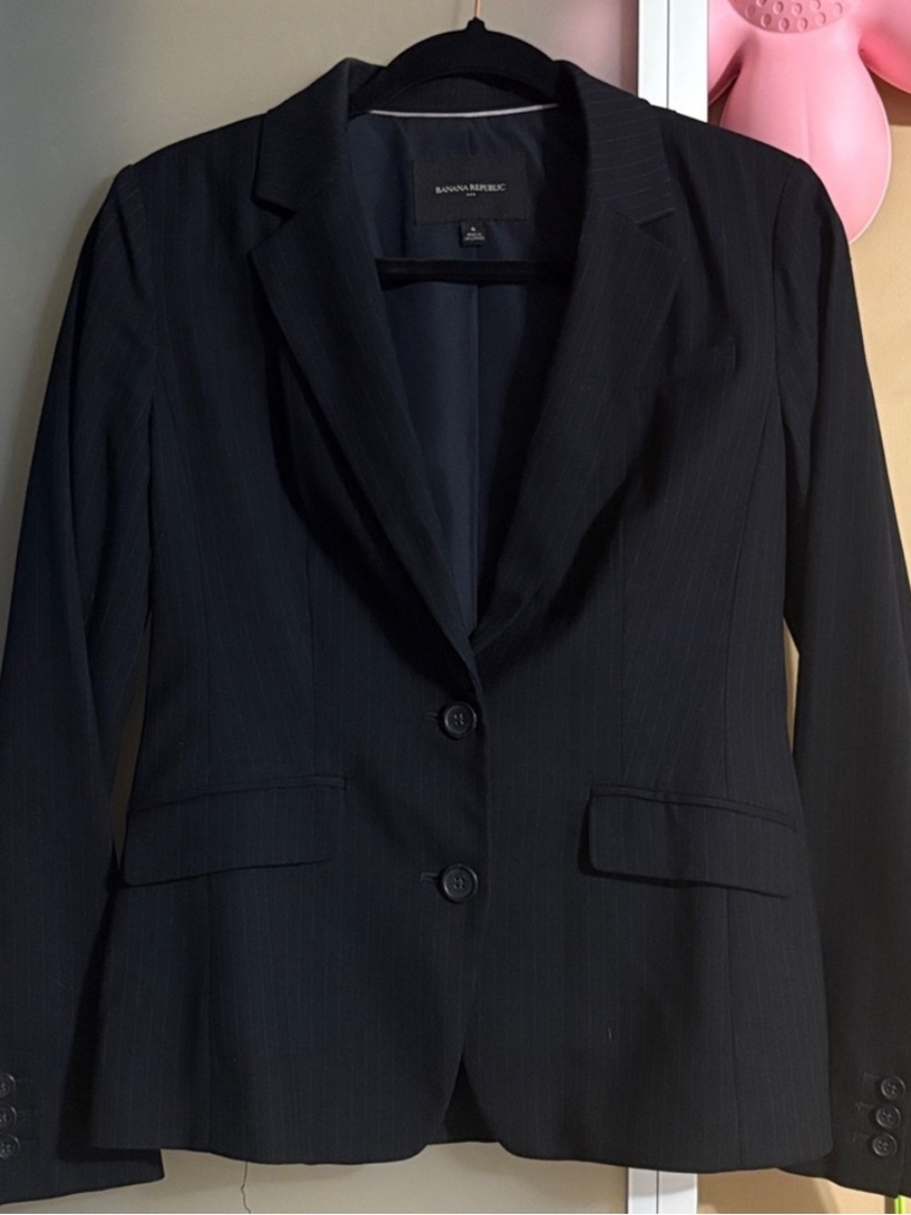 Banana Republic Black Pinstripe Women's Two-Button Blazer